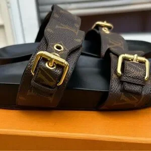 Louis Vuitton Black and Brown flat Mule with Gold Hardware/used Louis Vuitton Patent Monogram Womens Cosy Flat Comfort Clog  main image 4